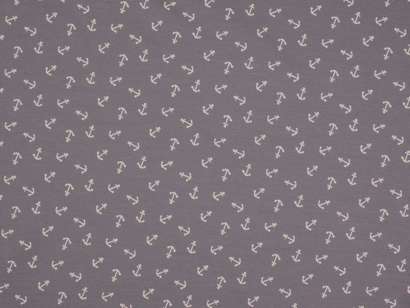 Jersey Baumwolle Anker - grau