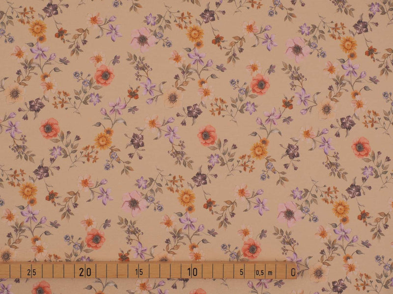 Jersey Baumwolle Blumen - Puder
