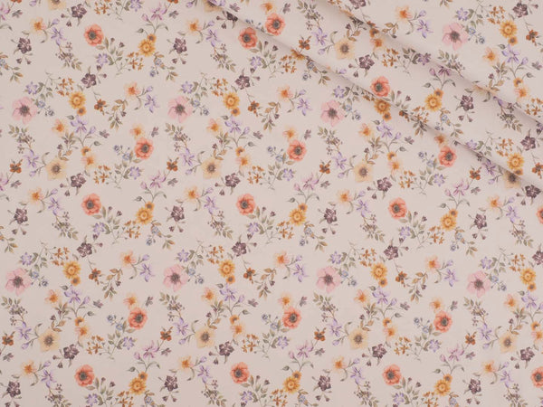 Jersey Baumwolle Blumen - cremeweiß