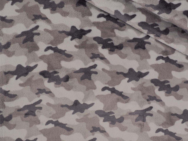 Kuschelfleece Camouflage - grau