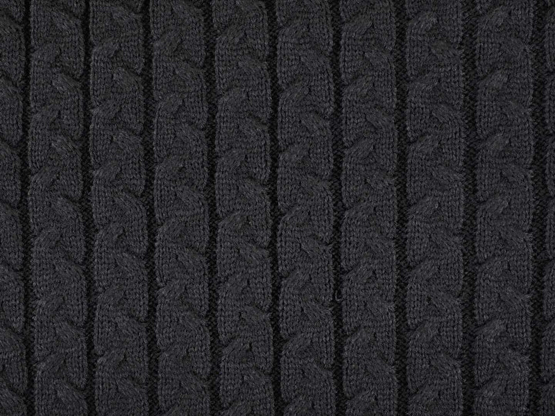 Baumwoll Strickstoff Grobstrick geflochten - schwarz