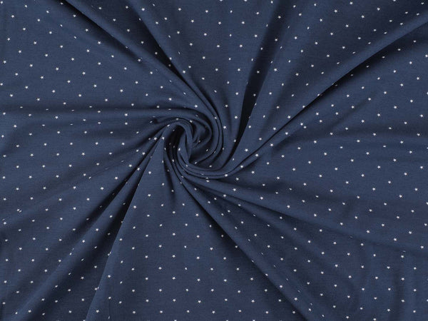 Jersey Baumwolle kleine Sterne - dunkelblau