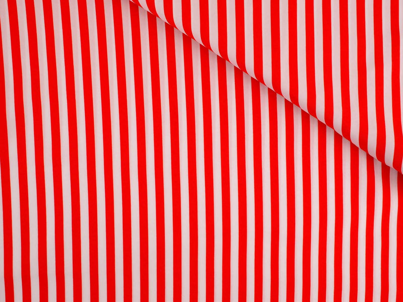 Karnevalsstoff Streifen 1cm - weiß/rot