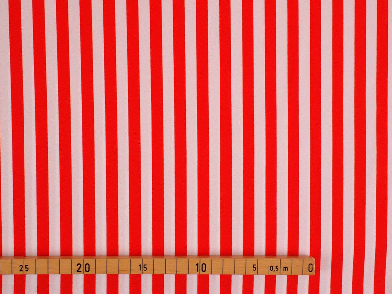 Karnevalsstoff Streifen 1cm - weiß/rot