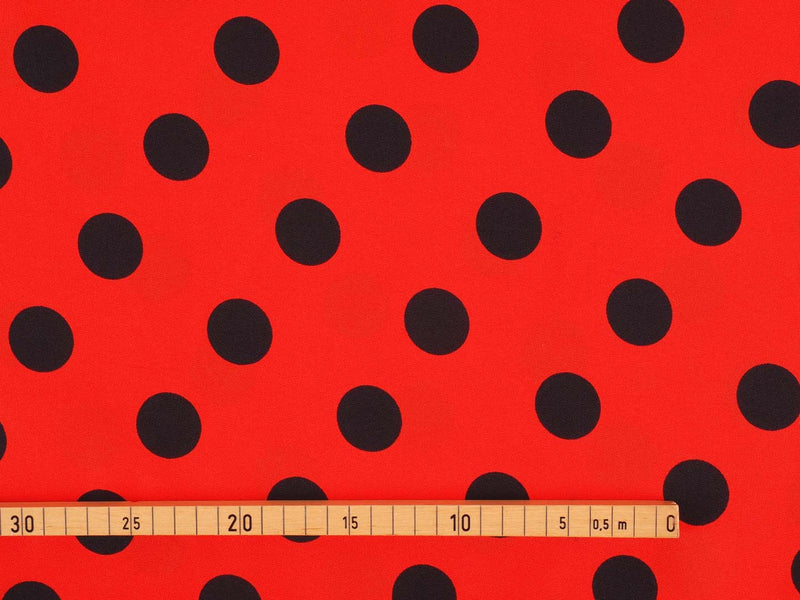 Karnevalsstoff große Punkte - rot/schwarz