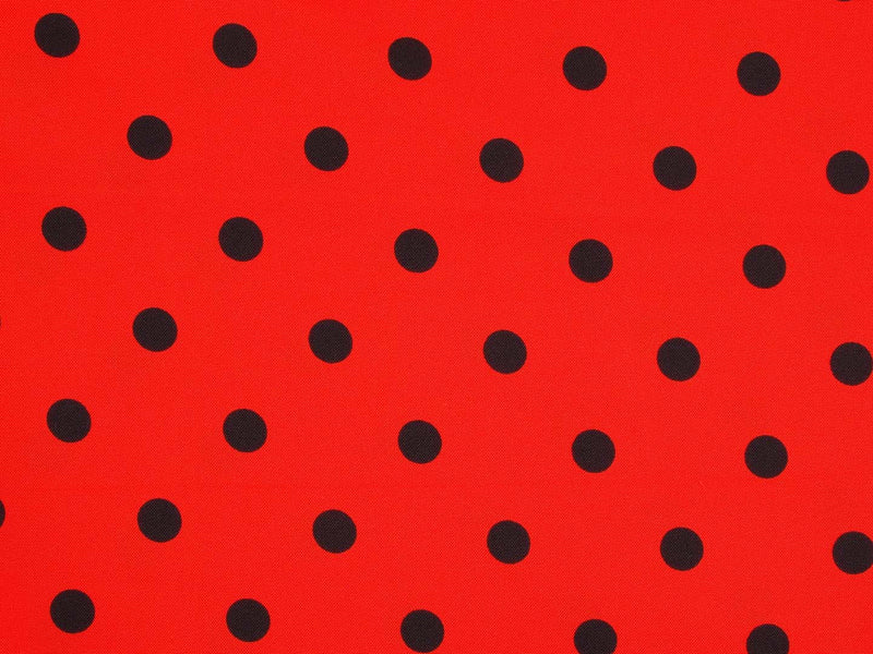 Karnevalsstoff Punkte - rot/schwarz