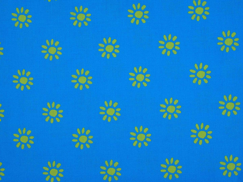 Baumwolle Blumen - blau/grün