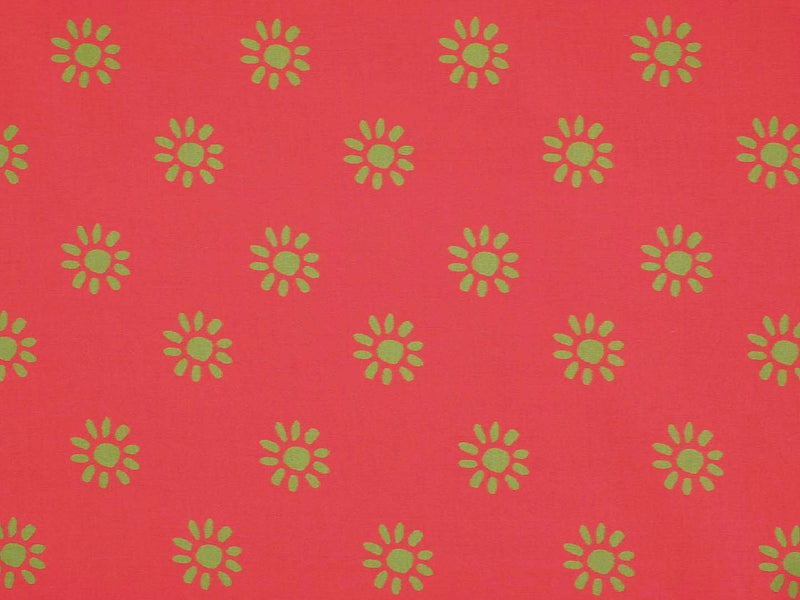 Baumwolle Blumen - rot/grün