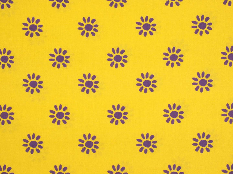 Baumwolle Blumen - gelb/lila