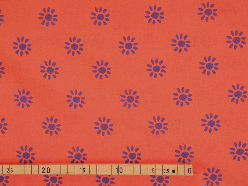 Baumwolle Blumen - orange/royal